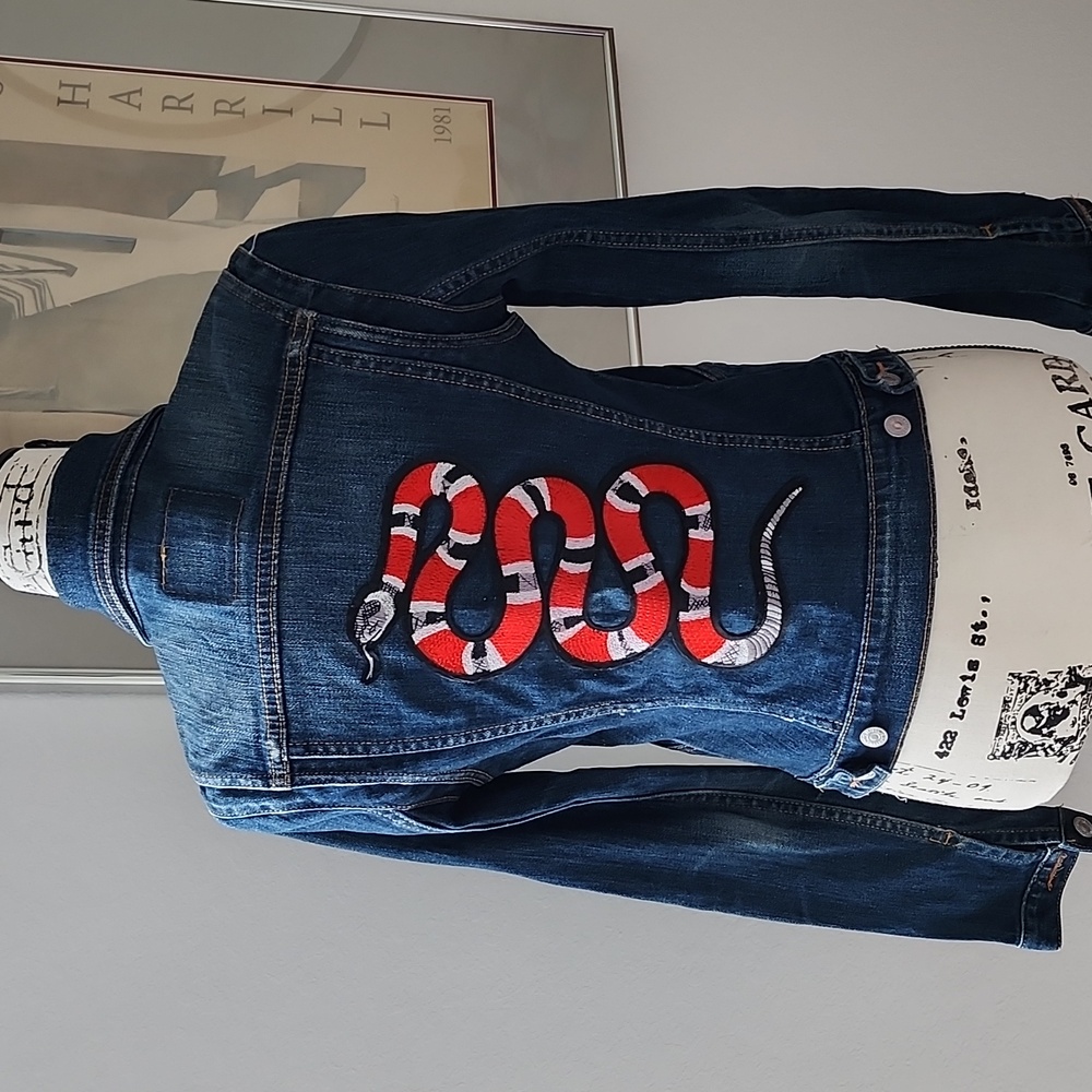 Levi's Dark Blue Denim Jacket with Red & White Snake Patch